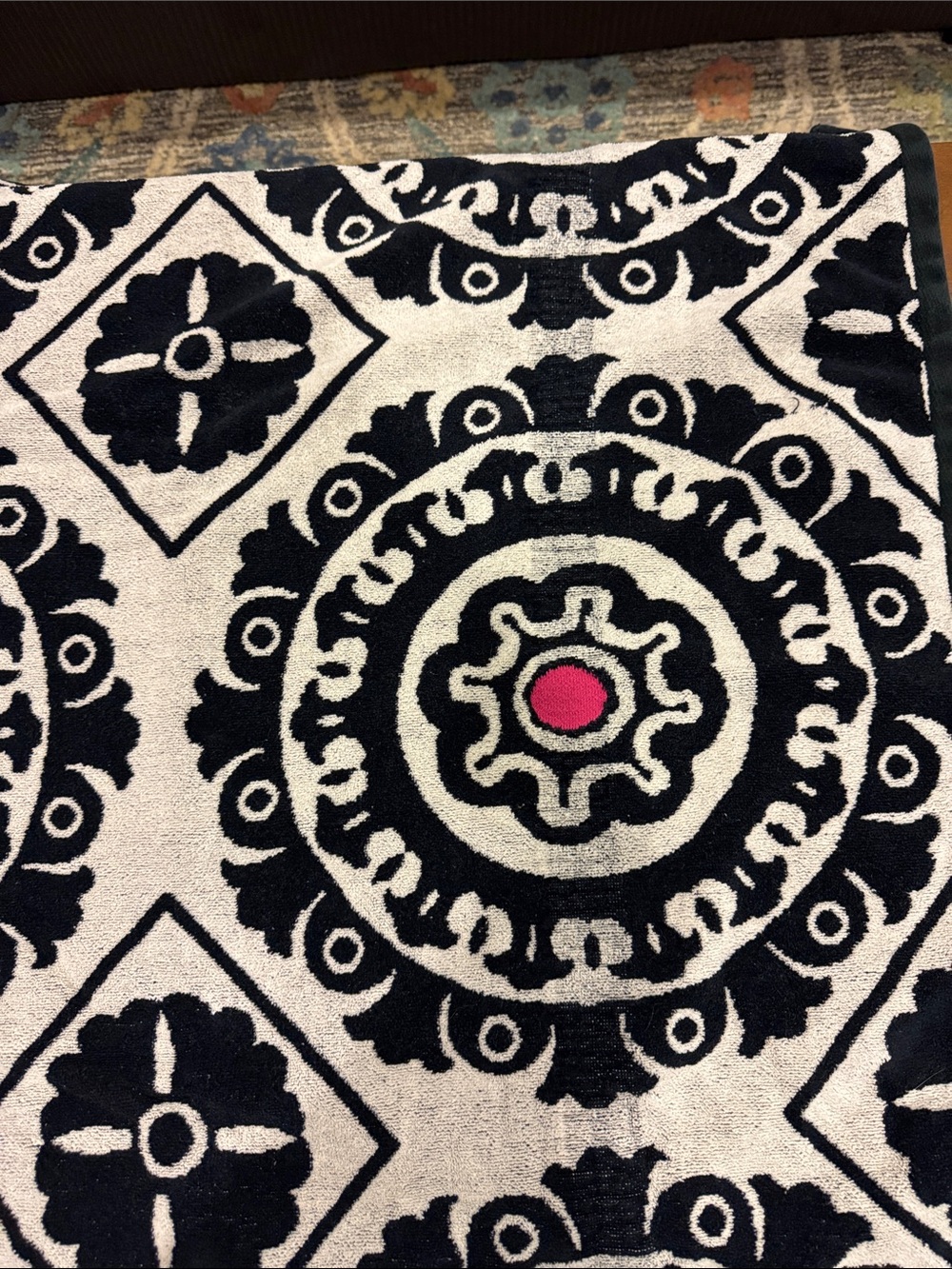 Black and White Medallion Beach Towel - Picture 2 of 3